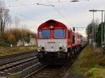 Einfahrt am Hausbahnsteig des ehemallgen Empfangsgebäudes in Rommerskirchen hat die aus Niederaussem kommende RHC668 am Samstag den 5.12.2015