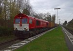 Crossrail PB13 mit einem Containerzug in Richtung Aachen West fahrend durch Herrath.