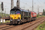 DE 675 (266 111-4) gezogen von DE 669 (266 069-4) durchfahren Duisburg-Bissingheim 10.6.2016