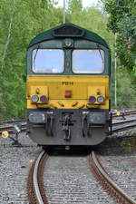 Die Diesellokomotive Class 66  PB14  legt im August 2018 in Hattingen eine längere Pause ein.