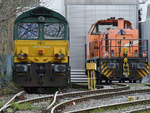 Die Class 66 PB17 der Rurtalbahn-Cargo und eine G 1206 von Northrail waren Anfang März 2019 in Hattingen zu sehen.