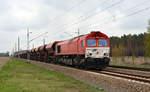 Vom Tagebau Elbekies in Mühlberg(Elbe) kommend führte 266 107 einen Kieszug am 12.04.19 durch Marxdorf Richtung Falkenberg(E).