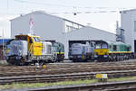 0650 086-8  Schweer-Bau , 4185 020-9  RHC  und 1266 004-1  RHC  vor der HGK-Werkstatt in Brühl-Vochem - 21.08.2019