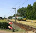 Die Class 66 PB01 von der Rurtalbahn-Cargo steht in Geleen-Lutterade und wartet auf die Weiterfahrt in Richtung Sittard(NL).