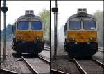 Zwei fast Identische Bilder Links 247 011-0 (08.09.2014) und 247 020-1 (05.10.2014) abgestellt  auf Bahnhof Sande.