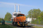 Northrail 271 025 (damals im Leiheinsatz für Hafen Krefeld) // Krefeld; Bahnübergang Weserweg // 9. April 2014
