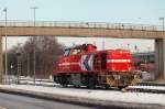 MaK G 1000BB DH 712 HGK rollt am 4.12.10 zum Containerterminal Waltershof, um einen Containerzug abzuholen und diesen Richtung Rbf Alte-Sderelbe zu bringen.