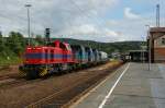 Eine MAK 1000 BB berfhrte am 07.08.2012 vier Henschel Rangierlokomotiven der VPS von Salzgitter-Ringelheim zu Reuschling nach Hattingen und konnte dabei durchfahrend Altenbeken bildlich festgehalten