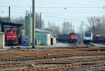 Dieselloks MaK G 1000BB, MaK 1002 und BR 285 auf dem HGK-Gelände in Brühl - 06.03.2014