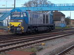 Die 273 014,am 23.April 2017,hat ihren ersten Teil Kreidewagen in Bergen/Rügen abgestellt,danach wurde der zweite Teil von Klementelvitz geholt.
