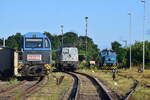 273 005, 232 105 stehen am Morgen des 2.8.21 im alten Bw Haldensleben bei Strabag abgestellt.