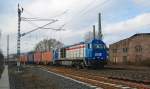 Am Morgen des 19.03.2011 fuhr mir dieser OHE G2000 (1028) mit seinem Containerzug in Fahrtrichtung Norden vor die Linse.