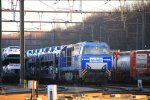 Nochmal die V206 von der Rurtalbahn steht in Montzen-Gare(B) mit einem Autozug bei schnem Winterwetter am 15.1.2012.