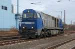 Diesellok 904 (Mak G2000BB) der RBH Logistics GmbH aus dem Baujahr 2001 durchfhrt am 11.01.2008 als Leerzug Datteln in Westfalen.