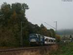 V203 der Ruhrtalbahn mit einem Veolia GTW auf dem Weg Richtung Holland  am km 70,0 9.10.09