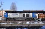 MaK G 2000, V 1001-033 Osthannoversche Eisenbahnen AG, OHE 273 005-9 beim Bespannen eines Gterzuges, KBS 335 Erfurt - Magdeburg, fotografiert im Bhf. Stafurt am 25.03.2013