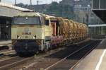 Warsteiner G2000BB der WLE mit Bauzug in Essen HBF am 13.08.2006