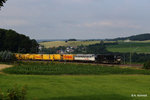 Bauzug mit G2000BB und Stabag Nohab auf dem Weg nach Calau. Aufgenommen wurde der DGV 93814 in Ruppertsgrün/ Pöhl am 4.7.2016