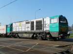 Diese Lokomotive der Rail4Chem zieht einen Containerzug in Richtung Venlo. Das Bild stammt vom 01.04.2009