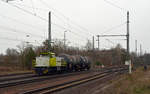 Am 16.03.19 führte 275 120 der RBB zwei Kesselwagen durch Muldenstein Richtung Wittenberg. Bei der MaK-Lok handelt es sich um eine ehemalige LTE-Maschine.