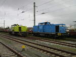 Beide Bauzuglok`s Alpha Trains 1138 und LEAG 293 505,am 18.November 2021,in Bergen/Rügen.