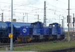 InfraLeuna 208 (92 80 1275 011-5 D-LEUNA) + 210 (92 80 1275 013-1 D-LEUNA) am 26.11.2021 auf Rangierfahrt in Großkorbetha Rbf.