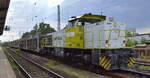 RBB - Regiobahn Bitterfeld Berlin GmbH, Bitterfeld [D] mit der Mak G 1206 Lok   1120  [NVR-Nummer: 92 80 1275 820-9 D-RBB] und einem Ganzzug BLG PKW-Transportwagen (leer) am 13.07.22 Vorbeifahrt