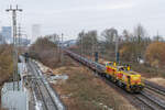 Lok 543 und 549 (ThyssenKrupp Steel Europe AG) mit einem Stahlzug in Herne Holsterhausen, 19. Februar 2026