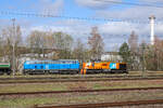 PRESS  218 057-0  (218 462-0) und NRAIL/MONTI 275 625-2 am 27.03.2026 in Neunkirchen (Saar) Hbf