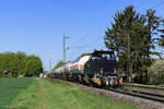 275 627-8 (Northrail / Krefelder Hafen) mit einem Kesselzug in Kaarst, 22. April 2026