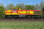 275 217 (Vossloh G 1206) nördlich vom Bahnhof Großkorbetha am 23.4.26.