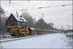 Lok 546 (G1206) der EH (Eisenbahn&Hfen) durchfhrt mit einem Kalkzug den ehemaligen Bahnhof Lintorf. 