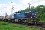 Mein erstes CHEMION  Chamleon  : 275 501-5, eine MaK G 1206, zieht eine Kesselwagenbergabe von der Klner Sdbrcke kommend nach Gremberg Gbf. Das gute Stck hrt auf den Namen  SILVIA . (18. Mai 2009).