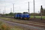 Lok 207 und Lok 208 der Infra Leuna verlieen am 15.10.2010 als Lz den Bahnhof Grokorbetha gen Weienfels.