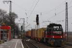 DuisportRail 275 107 am 23.3.13 mit einem Containerzug in Duisburg-Bissingheim.