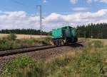 Ein ex Frettchen im Vogtland. Leider war nicht zu erkennen, wem die Lok jetzt gehrt! bermalt war die alte SNCF Nummer 461001.
Bahnstrecke 6362 Leipzig - Hof am Wldchen zwischen B Kornbach und Reuth mit Fahrtrichtung Hof auf dem Gegengleis wegen Bauarbeiten am 17.08.2013