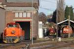 RBH 821 fuhr am 18.1.14 aus einem Lokschuppen in Gladbeck-West.