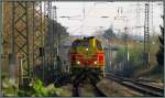 Zurück aus Wülfrath von der Angertalbahn kommend, die Mak G 1206 mit einen Kalkzug auf den Weg ins Ruhrgebiet,bildlich festgehalten in Lintorf Ratingen am 29.03.14.