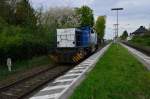 Unbekannte G1206 der Rurtalbahn bei der Durchfahrt in Herrath, wo sie in Richtung Aachen fahrend zu sehen ist. 25.4.2015