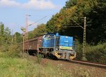 275 102-2 der MWB/EVB mit H-Wagen Ganzzug in Fahrtrichtung Eichenberg.