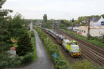 Dortmunder Eisenbahn 403 mit einem Coilzug in Oberhausen-Osterfeld.