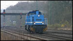 Solo kommt hier die G 1206 von SLG am 18.11.2007 in Richtung Osnabrück fahrend durch den Bahnhof Natrup Hagen.