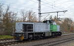 B & V Leipzig GmbH mit einer ihrer MaK G 1206 Loks (NVR-Nummer:  92 80 1276 045-2 D-BUVL ) am 30.11.22 Durchfahrt Bahnhof Golm.