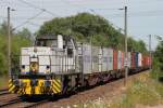 276 013 fuhr am 22.7.13 mit einem Containerzug durch Hamburg-Moorburg.