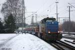 1704 von VPS mit einem leeren Stahlzug in Lehrte am 6.2.2010.