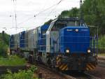 Und noch ein Highlight. Ein MAK Lokzug bestehend aus einer ziehenden G1700BB und zwei G2000 im Schlepp musste in Radbruch einen Signal- und berholhalt hinlegen. Aufgenommen am 06.07.2010.