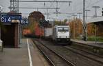 Tele auf die RHC DE805 alias 285 116 die hier durch Rheydt mit einem Kastelzug gen Köln gefahren kommt.