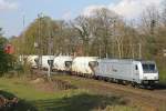 RheinCargo DE802 fuhr am 25.3.14 mit einem Kalkzug durch Ratingen-Lintorf.