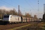 RHC DE805 (285 116) am 24.3.14 mit einem leeren Sandwagenzug nach Sythen in Ratingen-Lintorf.