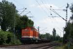 Locon 212 mit Niederbordwagen am Km 28,190 in Dsseldorf am 02.07.2008